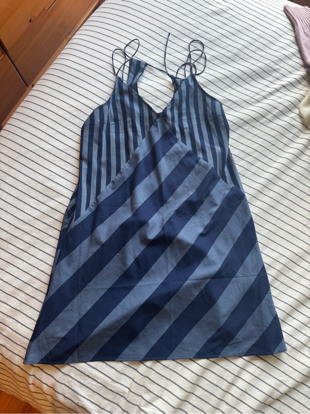 Abercrombie & Fitch Navy Two-Tone Striped Slip Dress